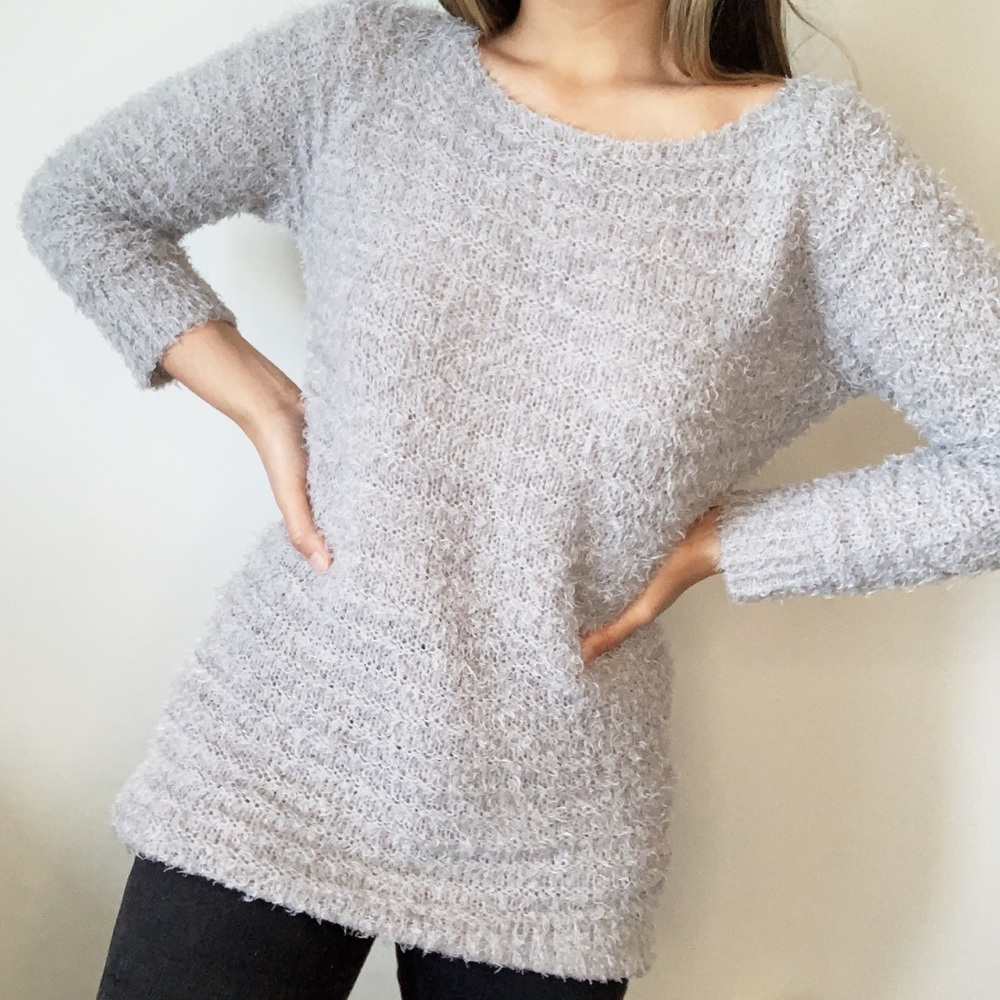 Vintage Love Grey fuzzy knit sweater